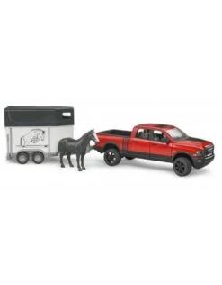 Bruder 2501 - Dodge RAM 2500 Power Wagon Met Paardentrailer En Paard