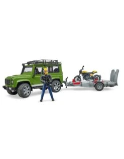 Bruder 2589 - Land Rover Defender Met Aanhanger En Scrambler Ducati -Speelgoed Verkoop bruder bruder 2589 land rover defender met aanhang 2