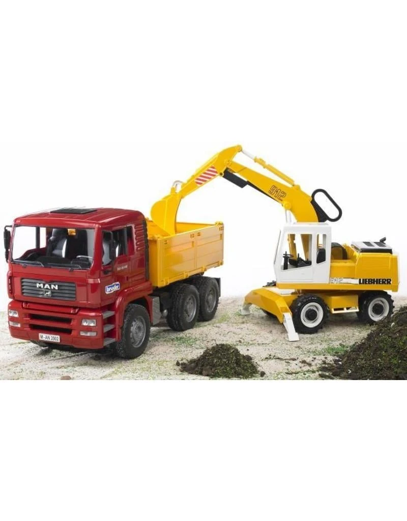 Bruder 2751 - MAN Vrachtwagen Met Liebherr Graafmachine 4 Bruder 2751 - MAN Vrachtwagen Met Liebherr Graafmachine - Afbeelding 2