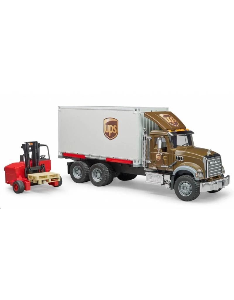 Bruder 2828 - Mack Granite UPS Met Heftruck 4 Bruder 2828 - Mack Granite UPS Met Heftruck - Afbeelding 2