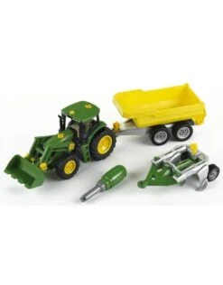 Theo Klein 3904 - John Deere Trekker Met Voorlader En Aanhanger En Ploeg